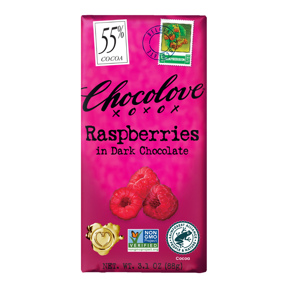 Raspberries in Dark Chocolate Bar