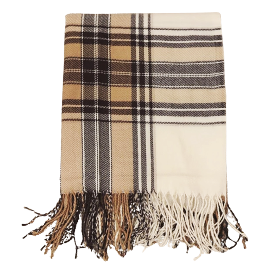 Brown & Cream Plaid Throw Blanket